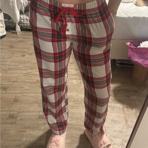 Plaid Pajama Pants with Red and Green Accents